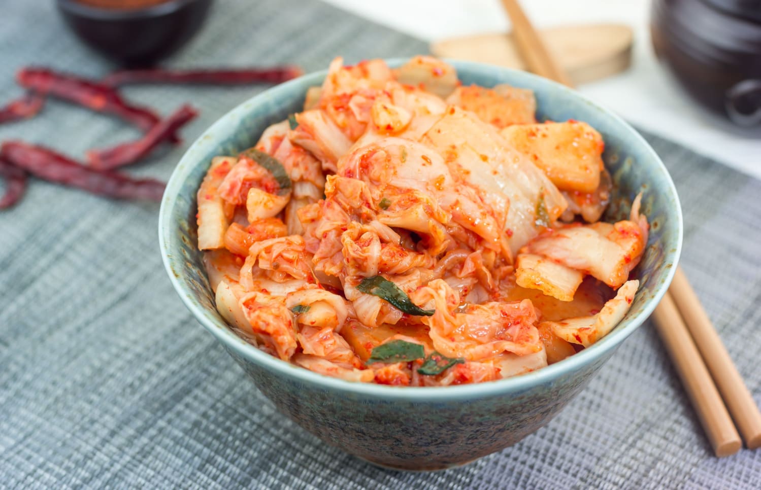 A bowl of kimchi & sauerkraut
