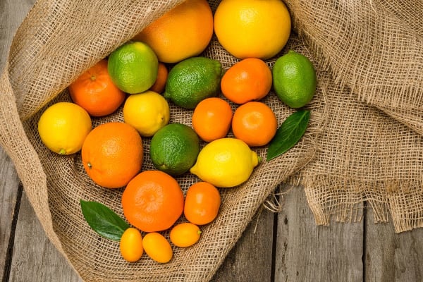 Citrus fruits like limes, lemons and oranges