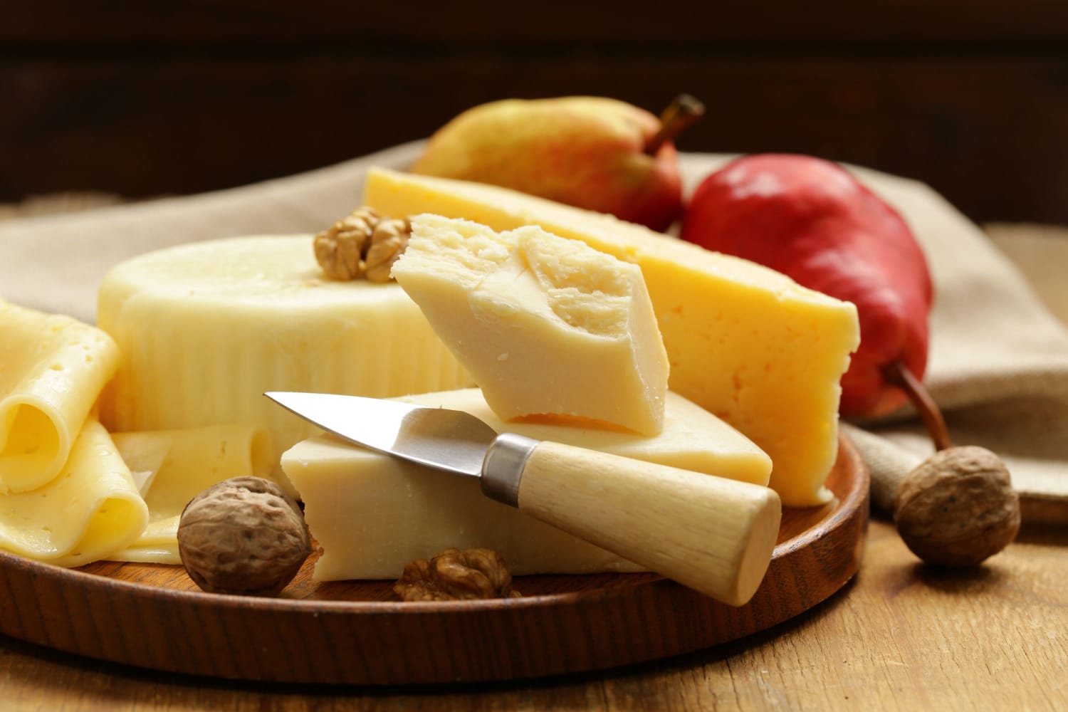 A platter of cheeses